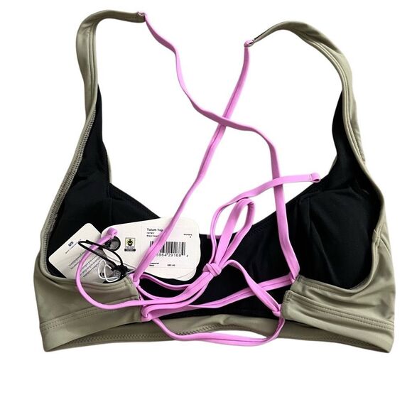 Prana‎ Tulum Bikini Top Black Color Block Purple Green Lace back sz M NEW - Picture 5 of 9